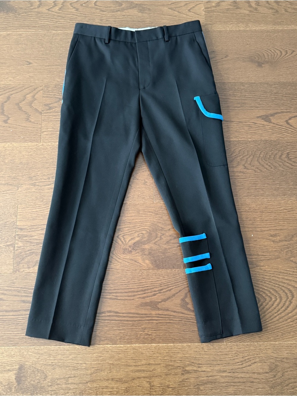 CK205w39NYC Black Dress Pants with Bright Blue Trim